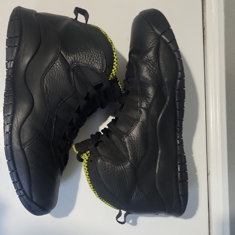 Jordan Retro 10's Black High-Top Sneakers with Neon Accents